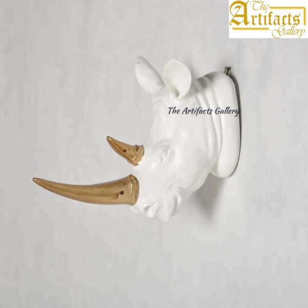 Rhino Wall Mount Trophy - Golden White